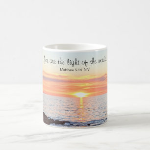 Photo of Sunset on Ocean Bible Verse Coffee Mug