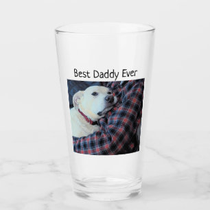 Photo of Sweet White Dog with Daddy Father's Day Glass