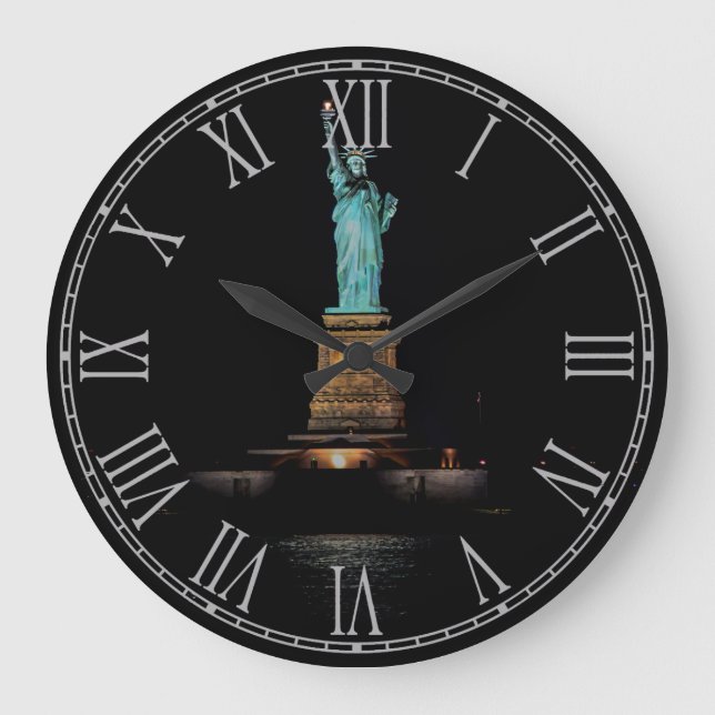 Photo of the Statue of Liberty in NYC Large Clock (Front)