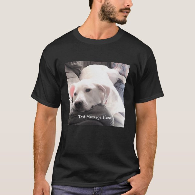 Photo of Tired Dog Resting Next to Best Friend Dad T-Shirt (Front)