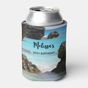 Photo of Tropical Island Coast & Sea Birthday Can Cooler
