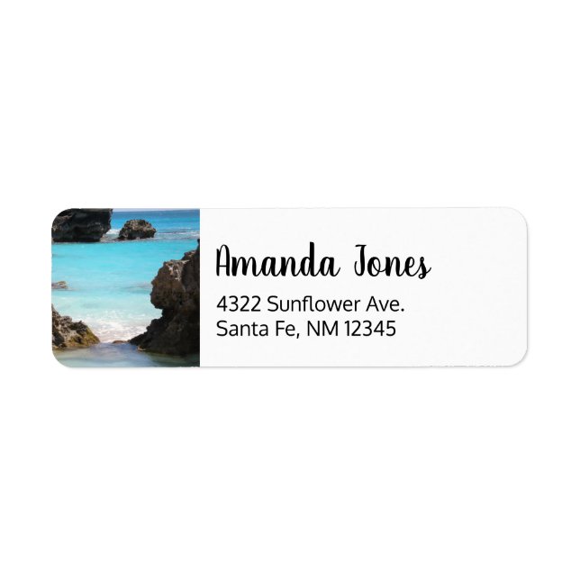 Photo of Tropical Island Coast & Sea Return Address Label (Front)