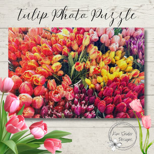 Photo of Tulips in Pink, Yellow, Orange and Purple Jigsaw Puzzle