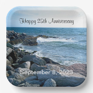 Photo of Wavy Atlantic Ocean 25th Anniversary Paper Plate