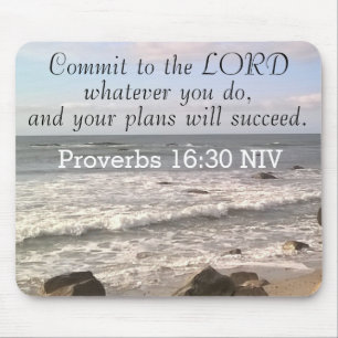 Photo of Wavy Ocean Shore Proverbs Bible Verse Mouse Pad