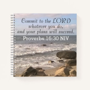 Photo of Wavy Ocean Shore Proverbs Bible Verse Sea Notebook