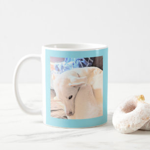 Photo of White Dog and Dad Father's Day Blue Coffee Mug