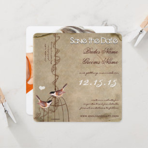Photo on Back Birdcage Save the Date Invitation