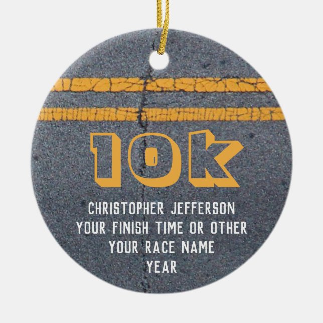 Photo on Back Running Race 10k 5k Custom Ceramic Ornament (Front)