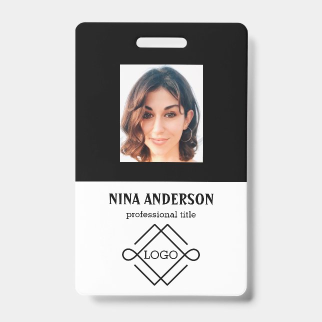 Photo On Black Background ID Badge (Front)