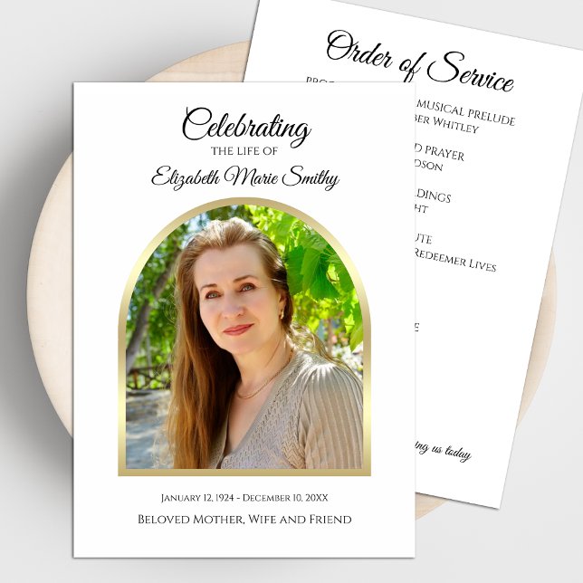 Photo on White Funeral or Celebration of Life Program (Creator Uploaded)