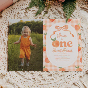 Photo One Sweet Peach Birthday Invitation