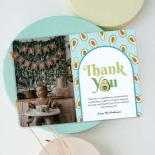 Photo Onederful Avocado 1st Birthday ThankYou Card