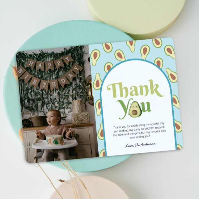 Photo Onederful Avocado 1st Birthday ThankYou Card (Photo Onederful Avocado 1st Birthday ThankYou Card)