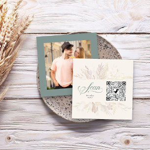 Photo Online RSVP QR Code Sage Green Botanical Enclosure Card