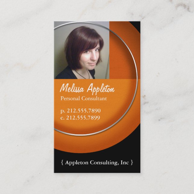 Photo - Orange Circle Professional Business Cards (Front)