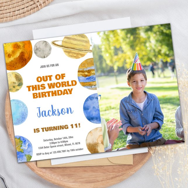 Photo Orange Outer Space Birthday Invitations (Photo Orange Outer Space Birthday Invitations)
