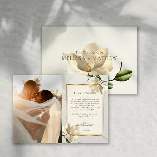 Photo Oriental Magnolia Wedding Thank You Card