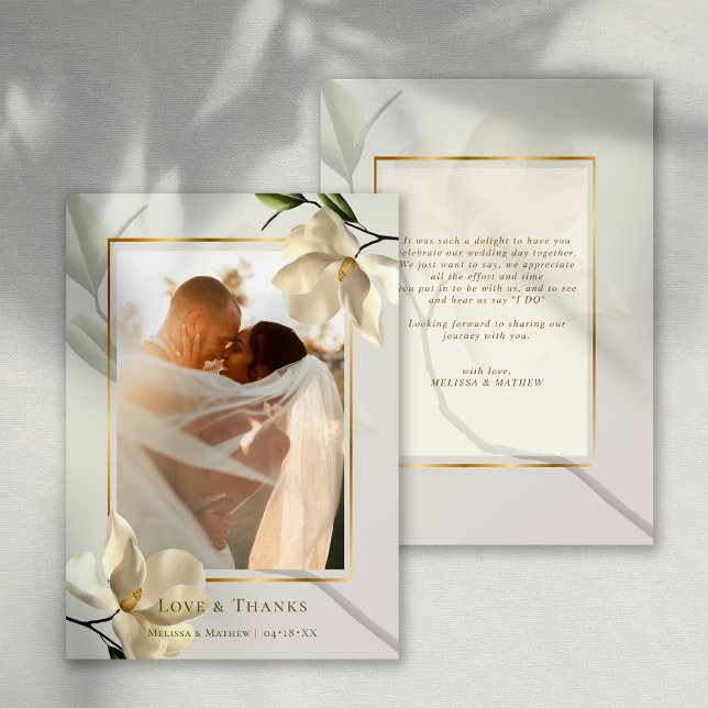 Photo Oriental Magnolia Wedding Thank You Card (Photo Oriental Magnolia Wedding Thank You Card)