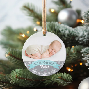 Photo Ornament Baby Boy First Christmas