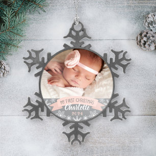 Photo Ornament   Baby Girl First Christmas