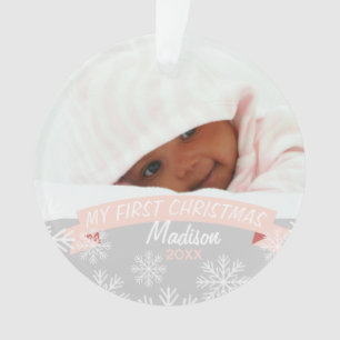 Photo Ornament   Baby Girl First Christmas