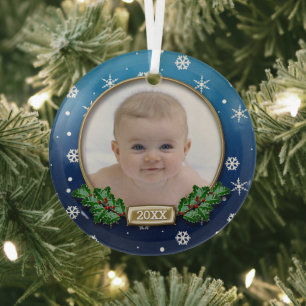 Photo Ornament Baby's 1st Christmas (Blue)