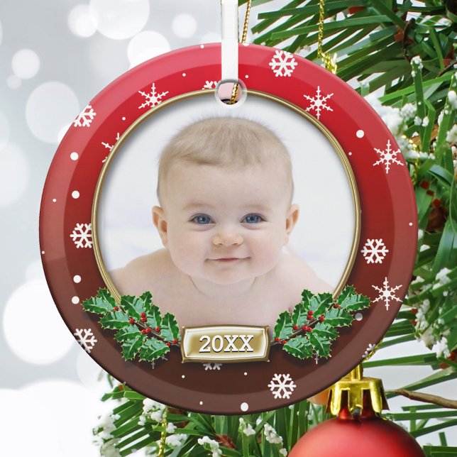 Photo Ornament | Baby's 1st Christmas (Red) (Creator Uploaded)