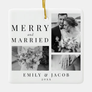 Photo Ornament Merry & Married Modern Elegant