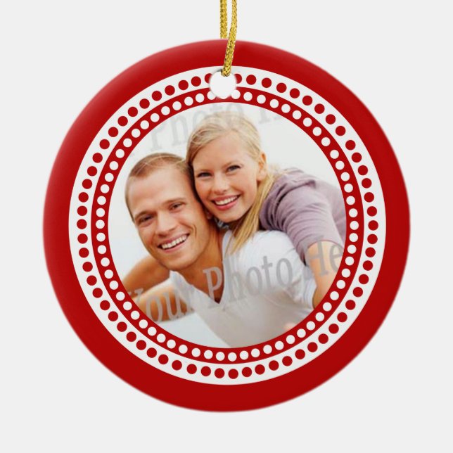 Photo Ornament with Monogram Red (Front)