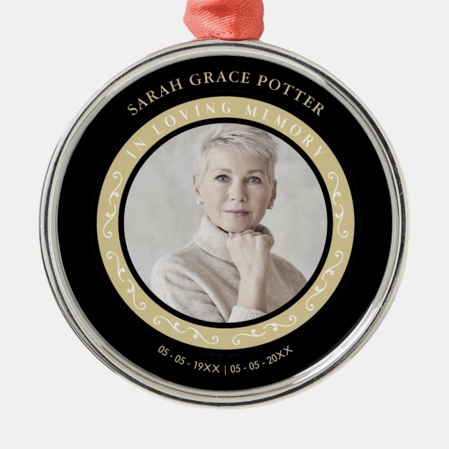 Photo Ornamental Remembering Loved One Funeral Metal Ornament (Front)