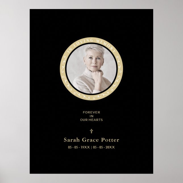 Photo Ornamental Remembering Loved One Funeral Poster (Front)