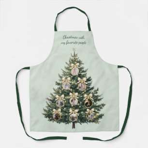 Photo Ornaments on Christmas Tree Holiday Apron