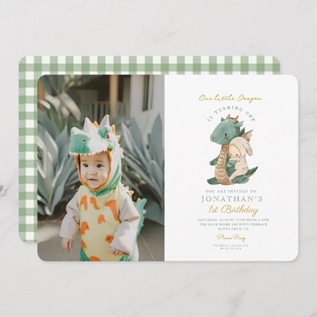 Photo Our Little Dragon First Birthday  Invitation (Creator Uploaded)