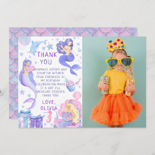 Photo Our Little Mermaid All Ages Birthday Thank You Card