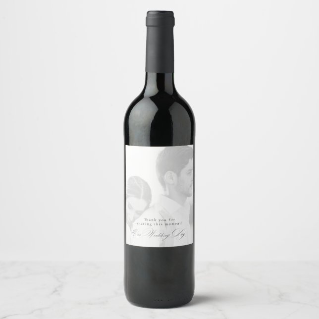 Photo Our Wedding Day Wine Favour Label (Front)