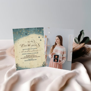 Photo Over the Moon Celestial Baby Shower Invitation