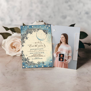 Photo Over the Moon Dreamy  Baby Shower Invitation