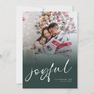 Photo Overlay 2026 Calendar Joyful Christmas Green Holiday Card