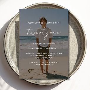 Photo Overlay 21st birthday Invitation Card​