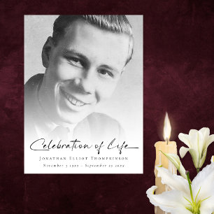 Photo Overlay Celebration of Life Name Funeral  Poster