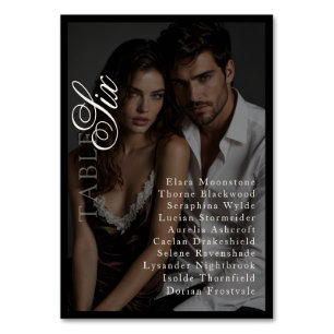 Photo Overlay Dark Moody Table Seating Chart Number