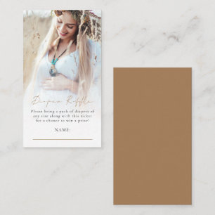 Photo Overlay Diaper Raffle Gold Baby Shower Enclosure Card