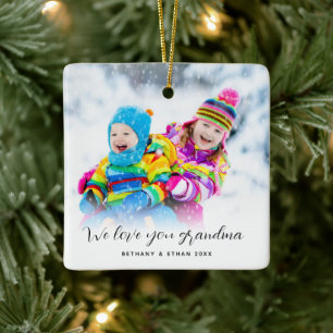 Photo Overlay Love you Grandma Names Year Ceramic Ornament