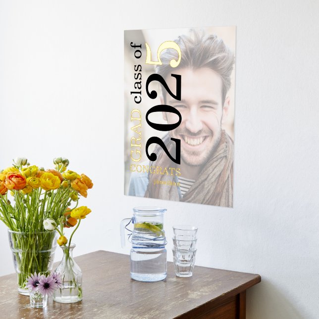Photo Overlay Name Congrats Grad 2025 Graduation  Foil Prints (Laydown (Kitchen))