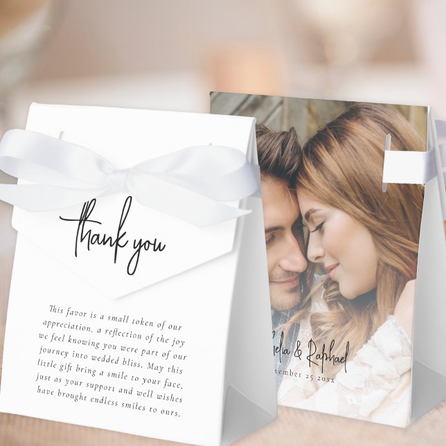 Photo Overlay Newlyweds Wedding Thank You Favour Box (Front and back view)