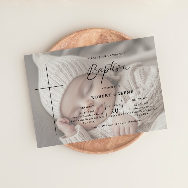 Photo Overlay Script Gender Neutral Baptism Invitation (Creator Uploaded)