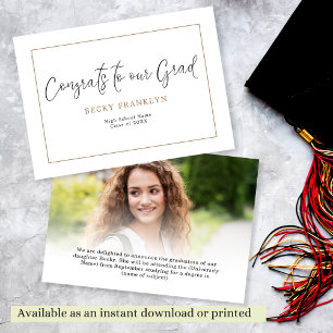 Photo Overlay Script Line Border Graduation Announcement