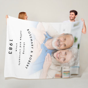 Photo Overlay Sharing Coffee Croissants Year Names Fleece Blanket