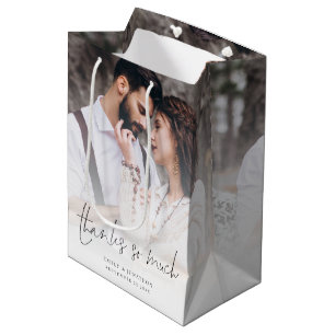 Photo Overlay Thanks So Much Favour Wedding Medium Gift Bag